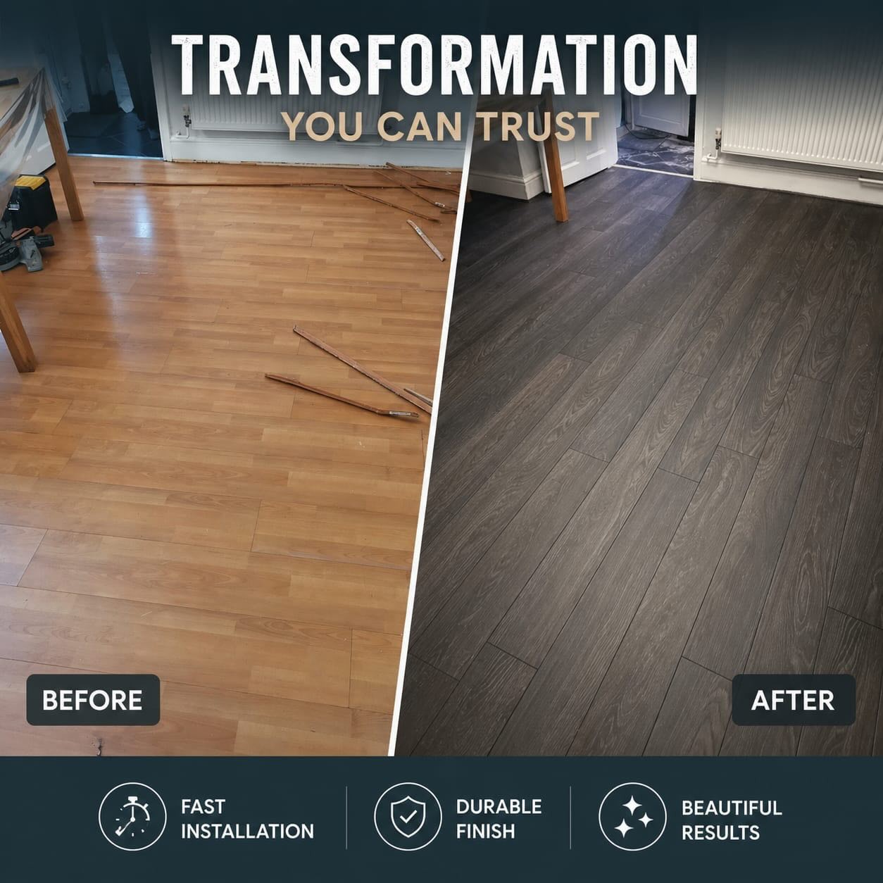 Flooring upgrade before and after